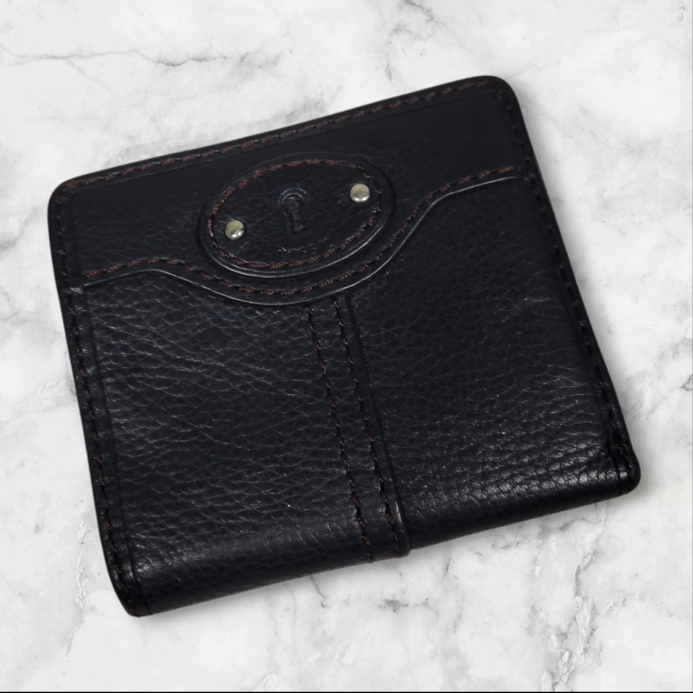 Fossil Maddox Black Leather Small Bifold Wallet